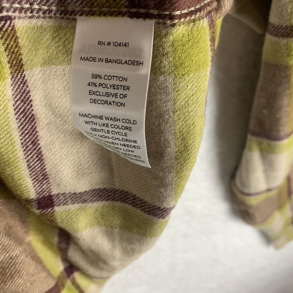 Alpine Design Flannel Shirt Men XL Brown Plaid Cotton Collared Long Sleeve 7020 - Picture 7 of 8